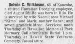 Delwin C. Wilkinson - Obituary, Honolulu Star-Bulletin, 4 Sep 2000 Delwin C. Wilkinson - Obituary, Honolulu Star-Bulletin, 4 Sep 2000