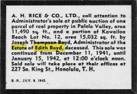 Administrator's Sale - Estate of Edith Boyd - Honolulu Star-Bulletin - 9 Jan 1942 - Page 2